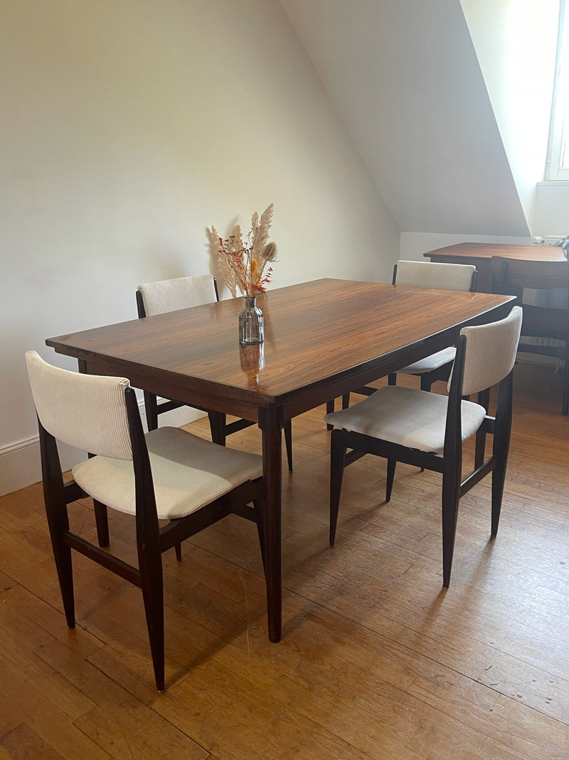 Table scandinave vintage en palissandre extensible