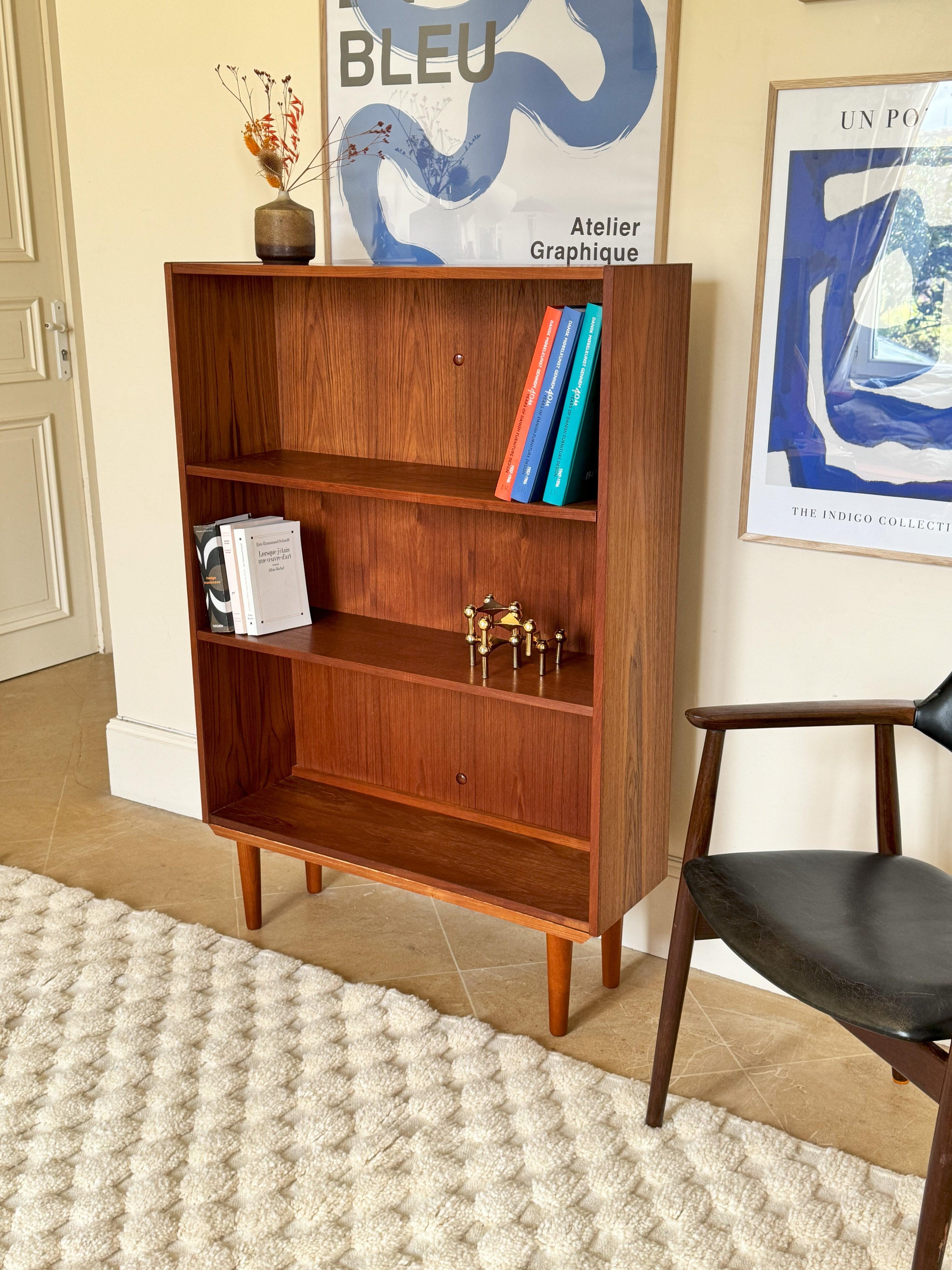 Bibliothèque scandinave vintage en teck années 1960 "Elina"