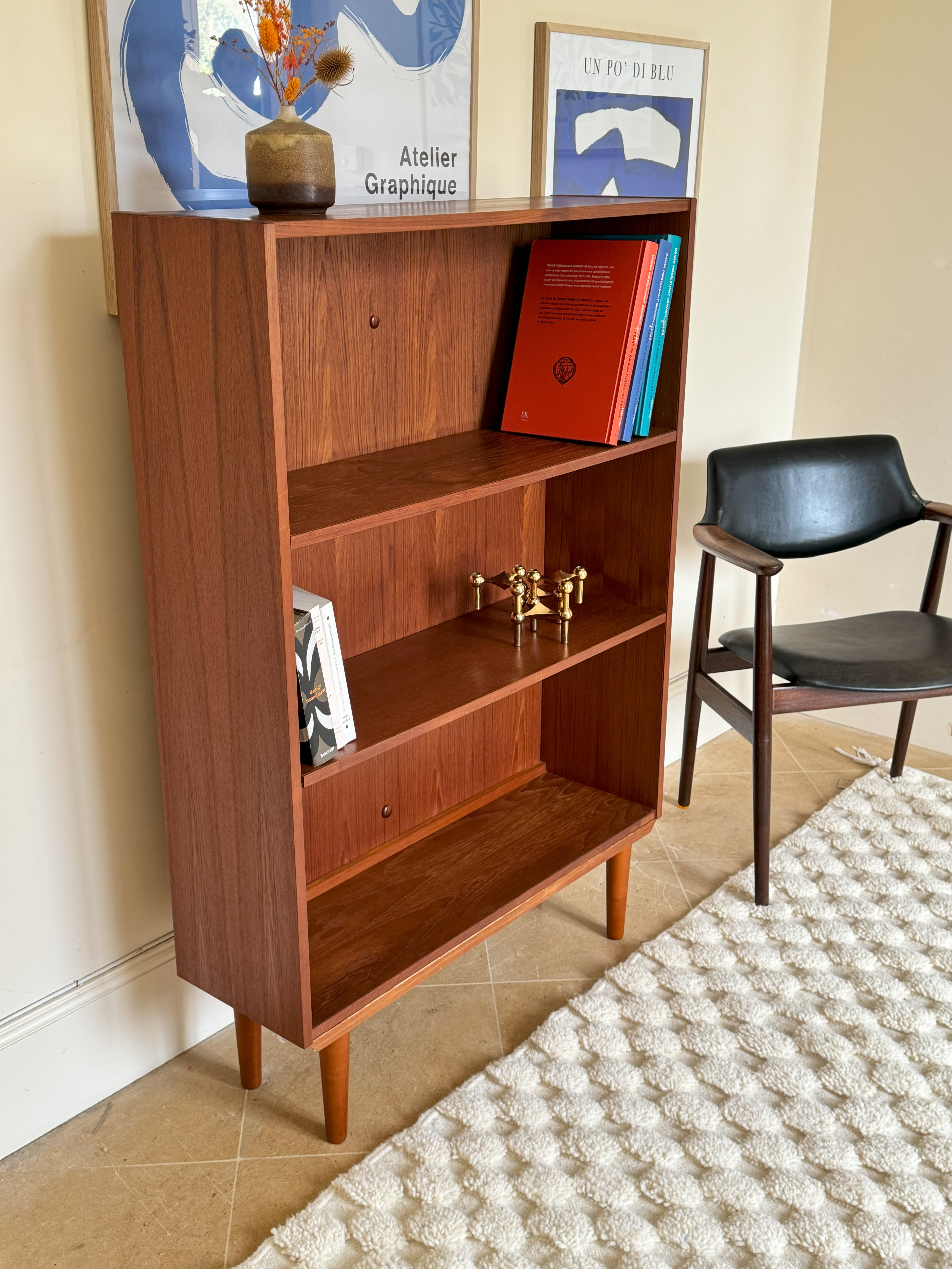 Bibliothèque scandinave vintage en teck années 1960 "Elina"